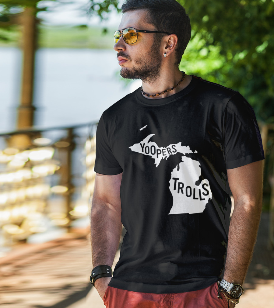 Yoopers Trolls Upper Peninsula Michigan Map T-Shirt