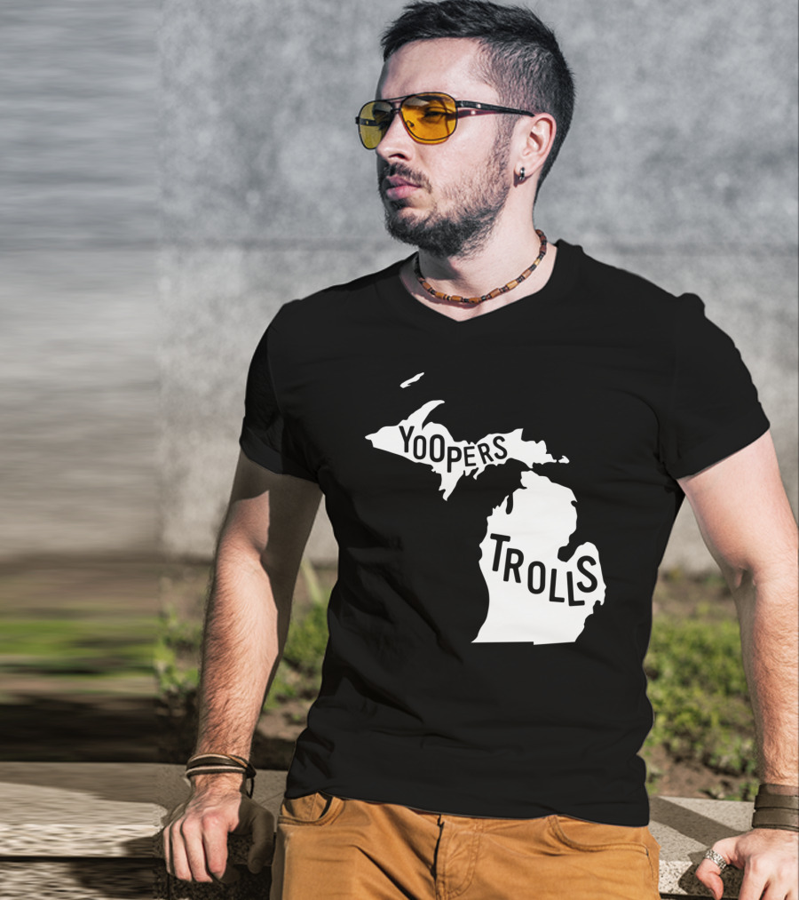 Yoopers Trolls Upper Peninsula Michigan Map T-Shirt