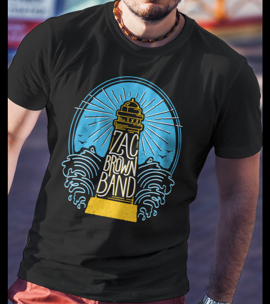 Zac Brown Band Lighthouse With Waves And Birds T-Shirt