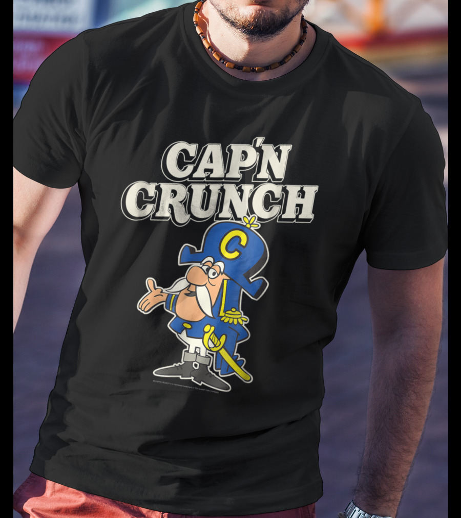 Cap'n Crunch Cap'n Blue Hat Yellow Accents Classic Cereal Character T-Shirt