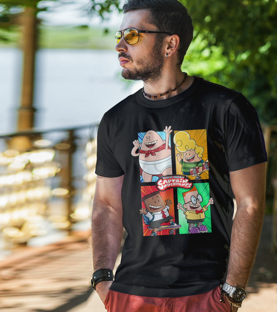 The Epic Tales Of Captain Underpants Cartoon Characters Quartet T-Shirt