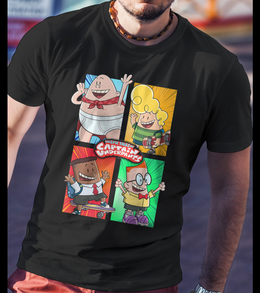 The Epic Tales Of Captain Underpants Cartoon Characters Quartet T-Shirt