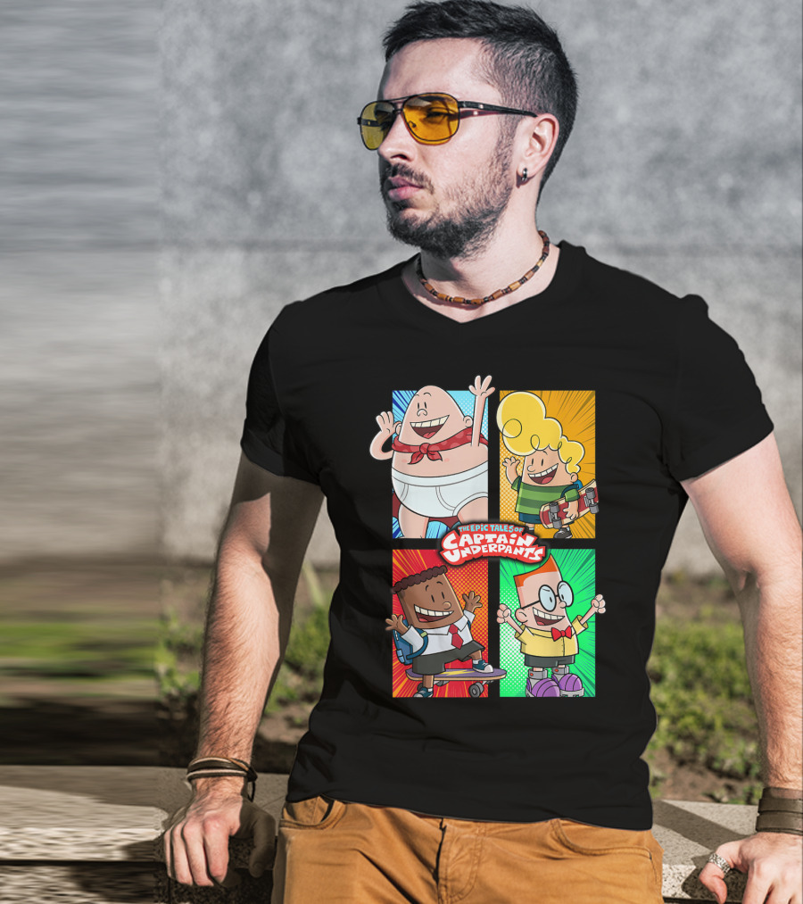 The Epic Tales Of Captain Underpants Cartoon Characters Quartet T-Shirt