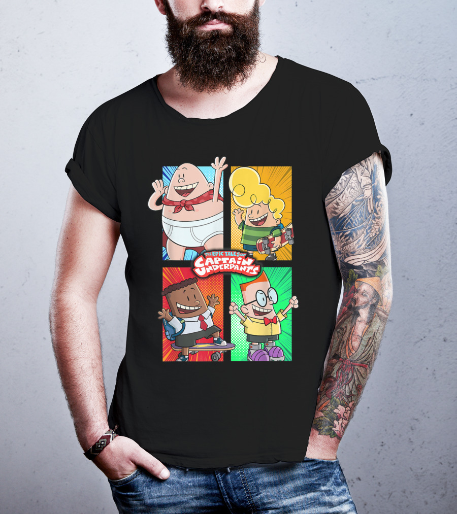 The Epic Tales Of Captain Underpants Cartoon Characters Quartet T-Shirt