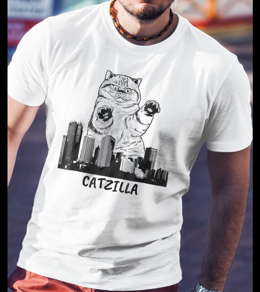 Catzilla Kitty Cat Pop Culture Cityscape Monster Kitty T-Shirt