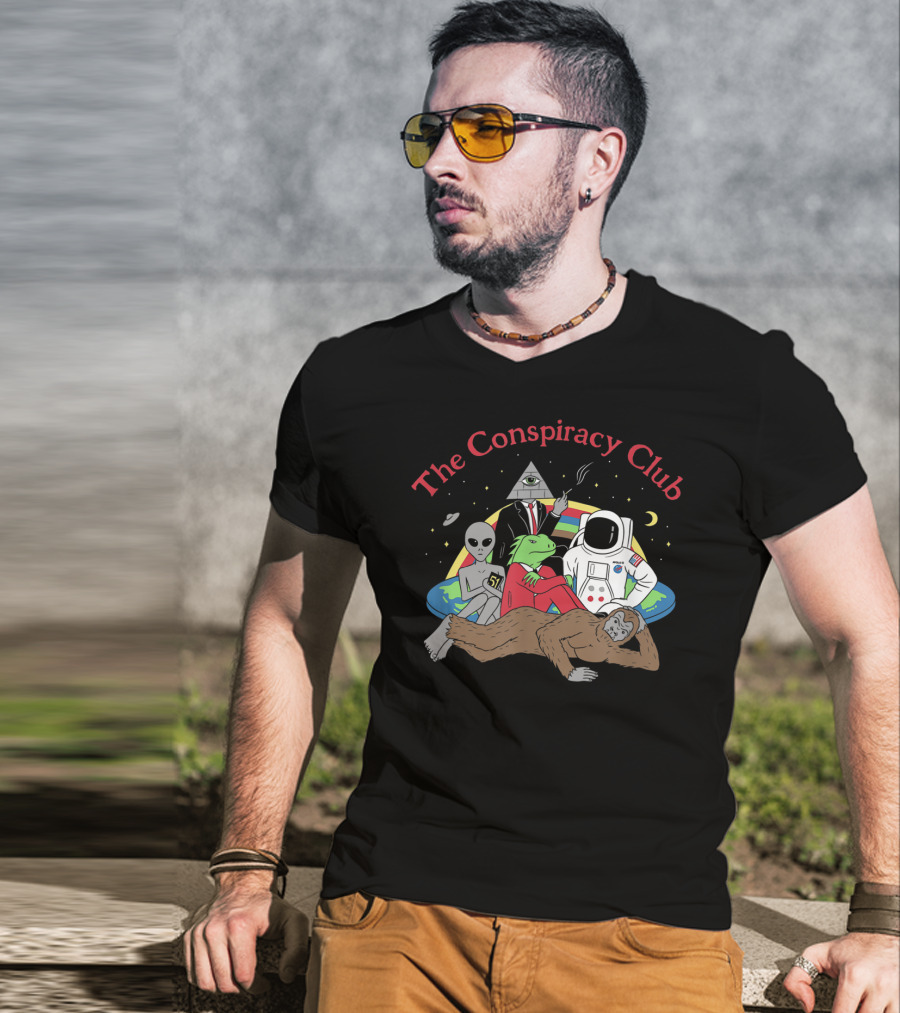 The Conspiracy Club Alien Astronaut Pyramid Bigfoot Lizard Man T-Shirt