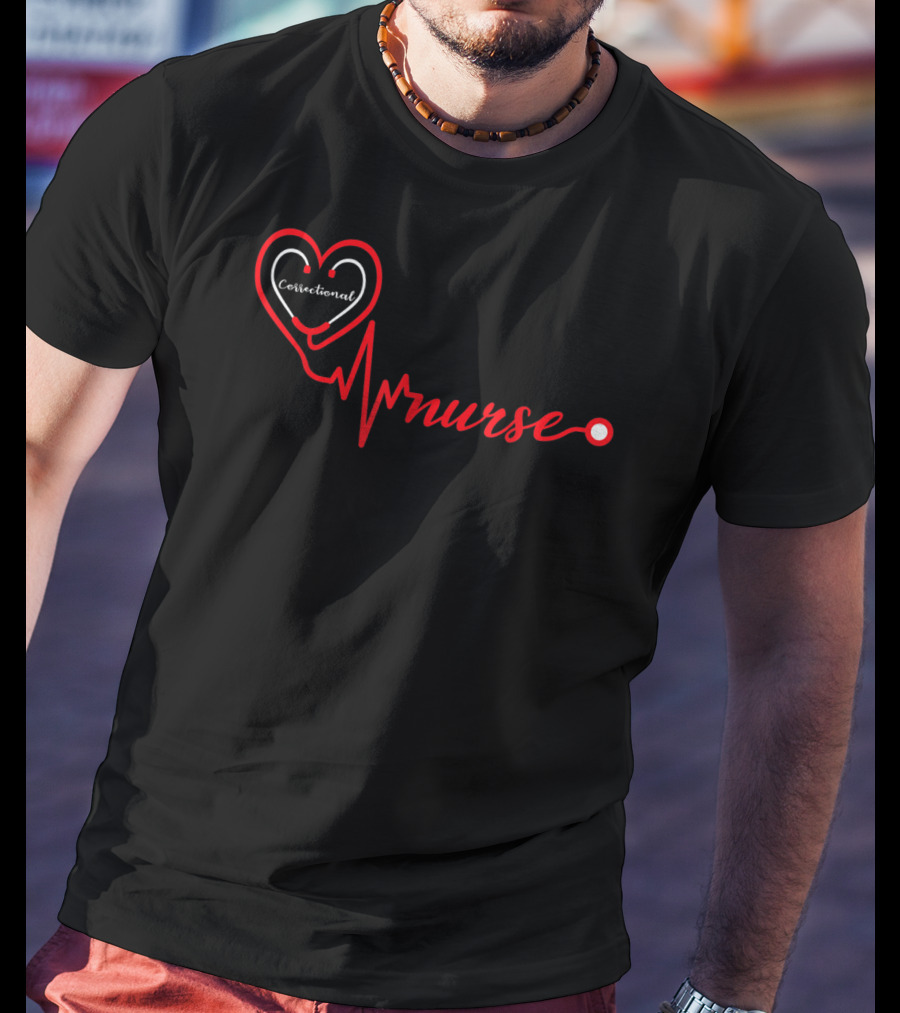 Correctional Nurse Heartbeat Valentine T-Shirt
