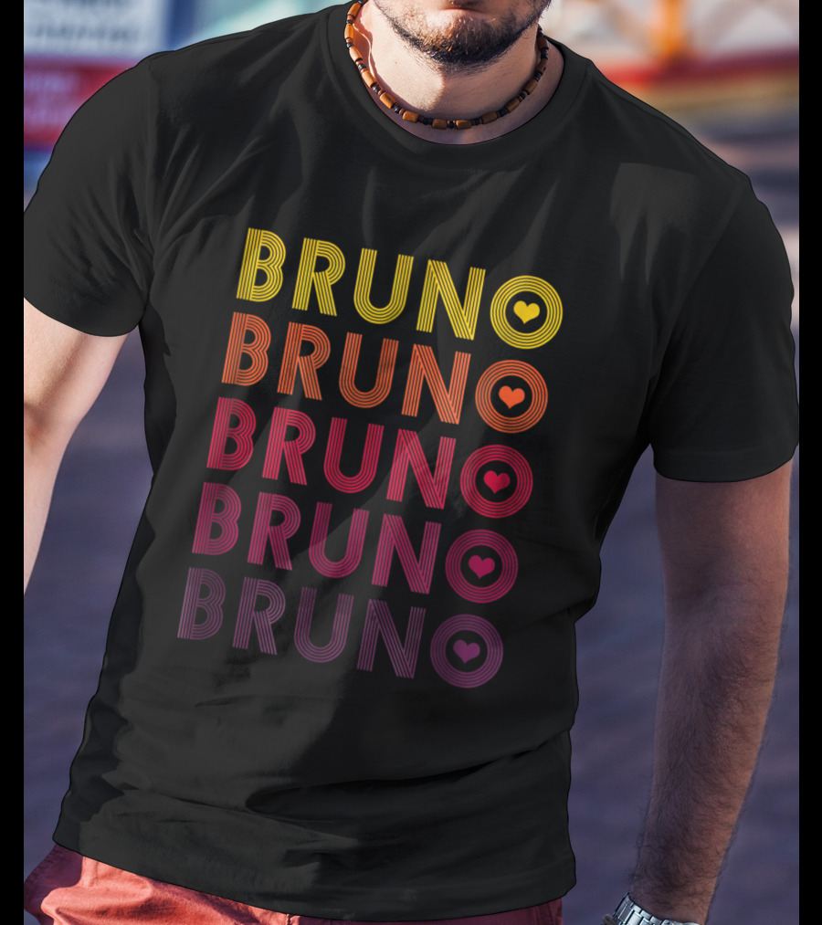 Bruno Lover Heart Gradient Retro T-Shirt