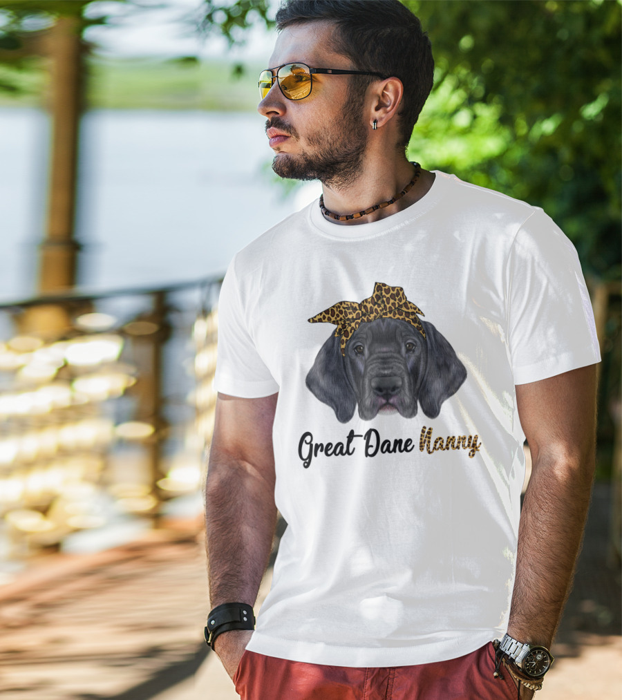 Great Dane Nanny Leopard Headband T-Shirt