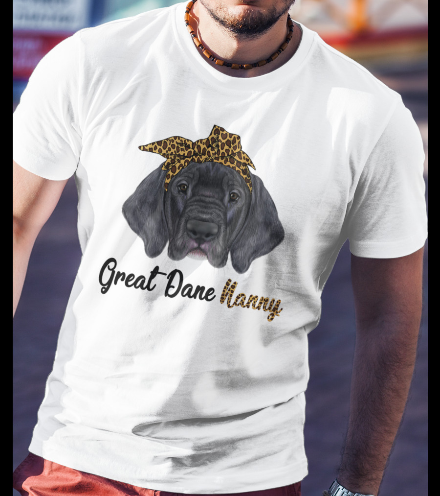 Great Dane Nanny Leopard Headband T-Shirt