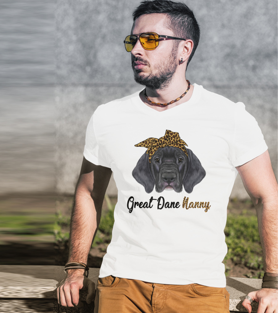 Great Dane Nanny Leopard Headband T-Shirt