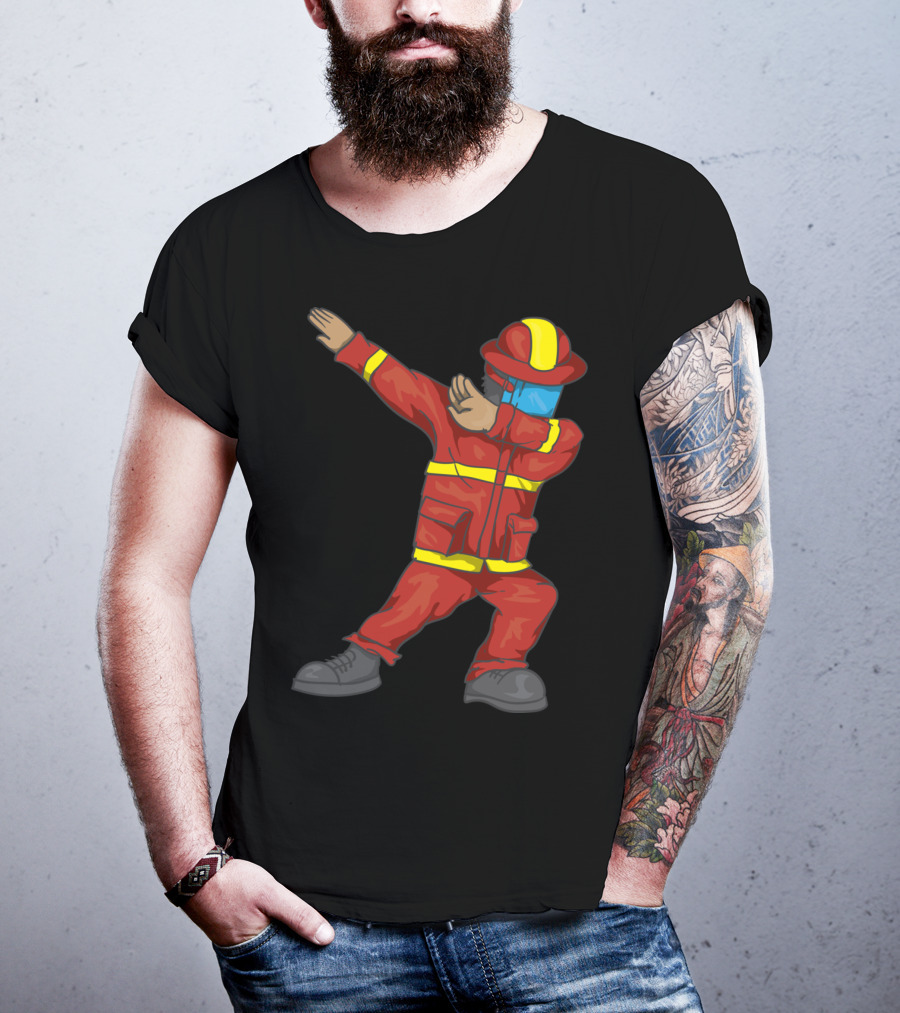 Dabbing Firefighter Cute Dancing Firefighter Red T-Shirt
