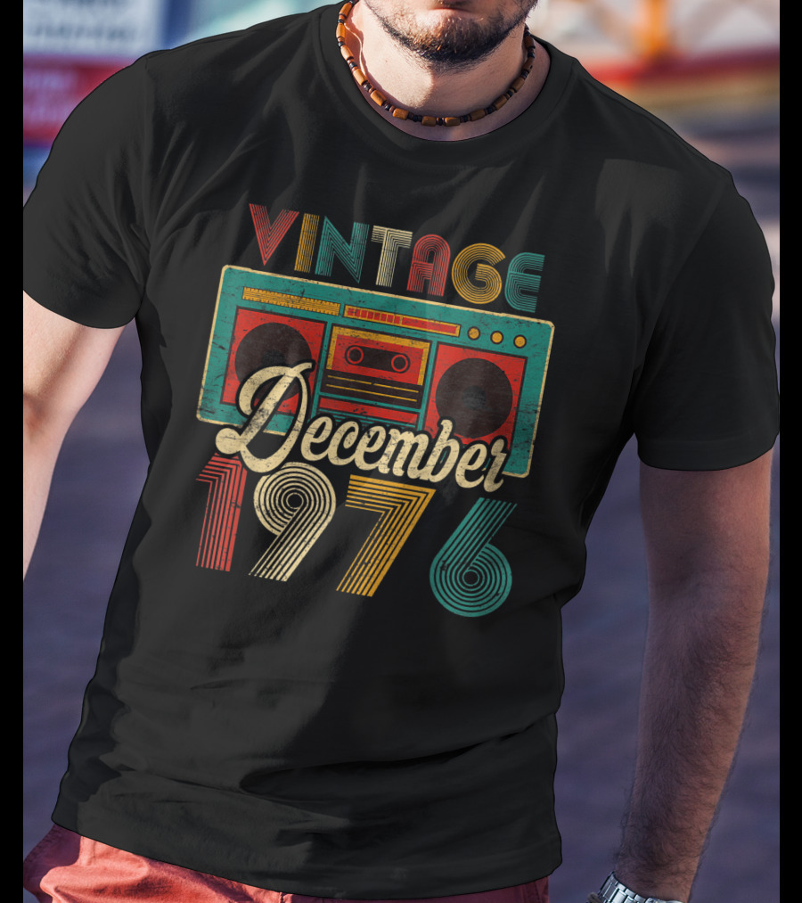 Vintage December 1976 Retro Boombox T-Shirt