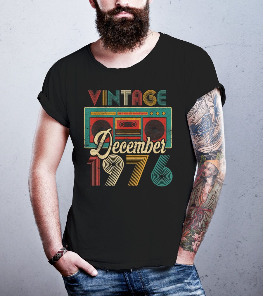 Vintage December 1976 Retro Boombox T-Shirt