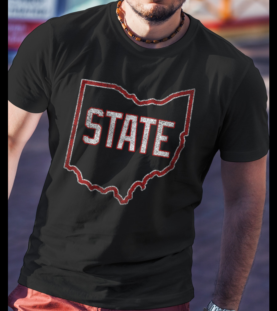 State Outline Distressed Ohio Sports Fan T-Shirt