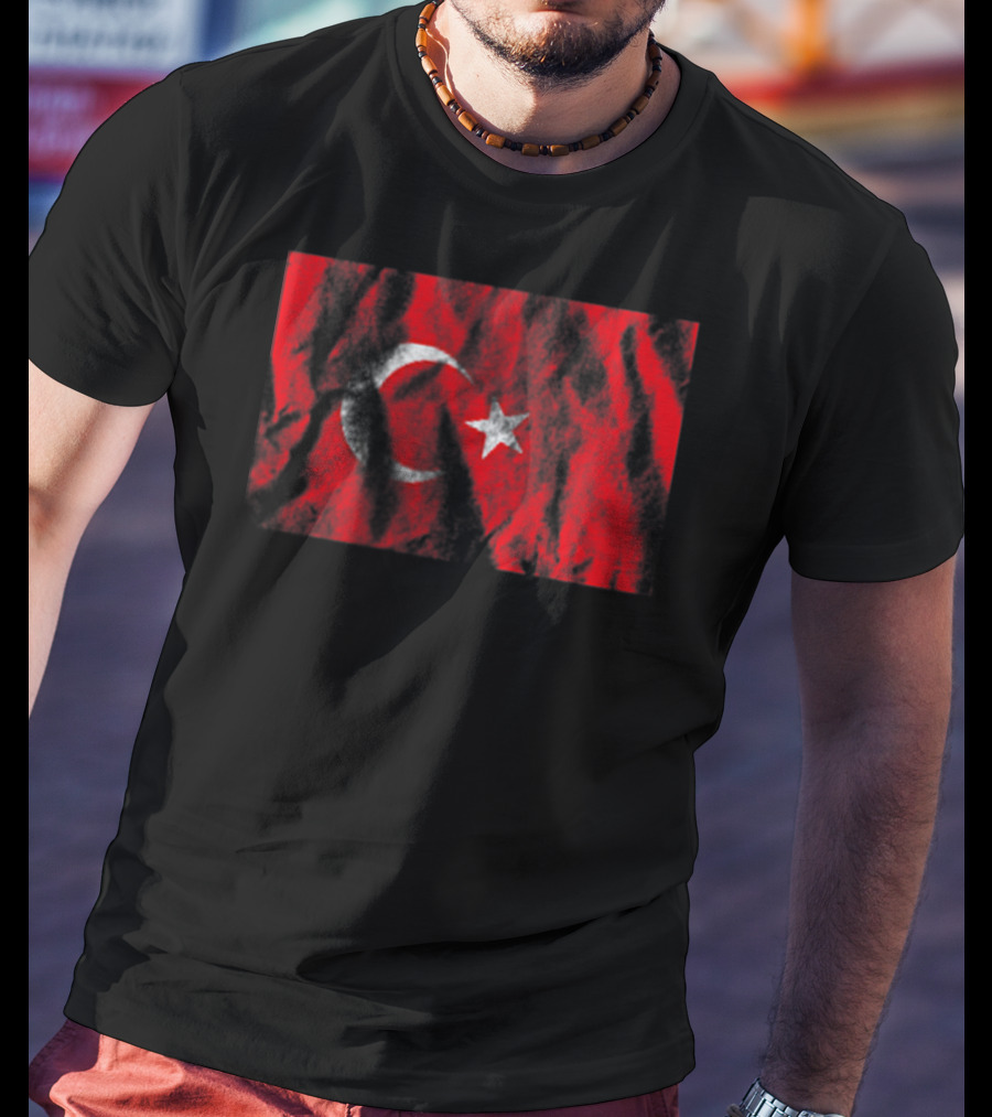 Turkey Flag Distressed Look Pocket T-Shirt