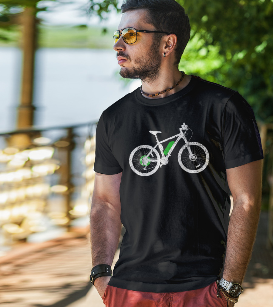 Ebike Electric Bicycle And Pedelec Cycle Green Accents T-Shirt