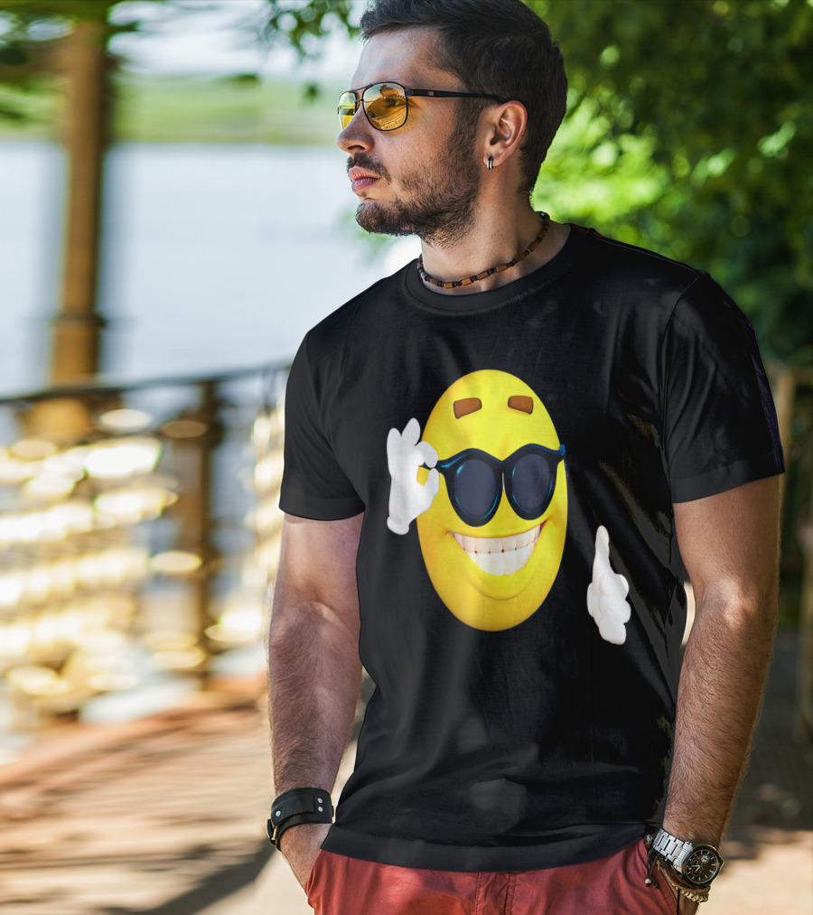 Emoji Thumbs Up Shades Happy Face Yellow Okay Sign T-Shirt
