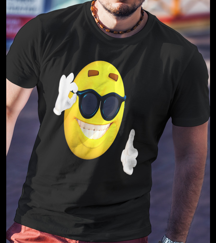 Emoji Thumbs Up Shades Happy Face Yellow Okay Sign T-Shirt