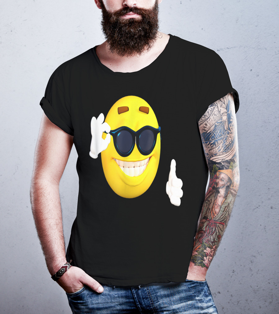 Emoji Thumbs Up Shades Happy Face Yellow Okay Sign T-Shirt