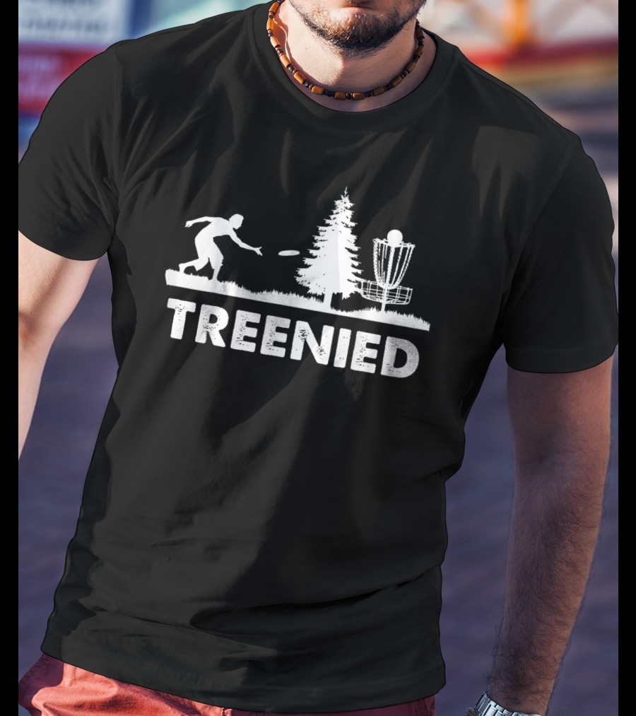 Treenied Frisbee Denied By Tree Disc Golf Scene T-Shirt