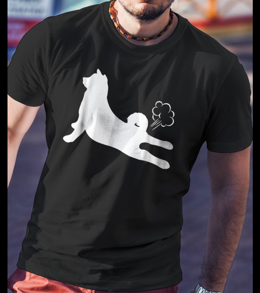 Funny Akita Farting Fart Dog Silhouette With Farts T-Shirt