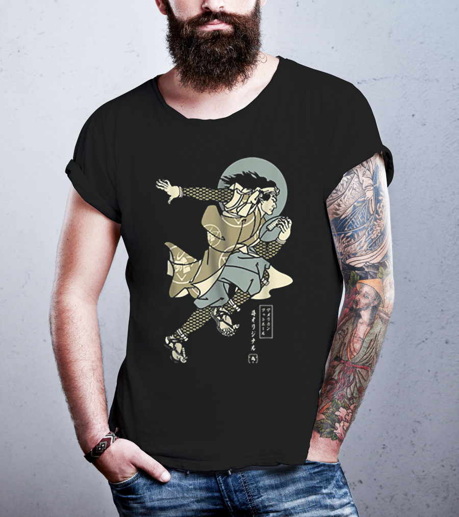 Funny American Football Samurai Running With Ball Japan T-Shirt