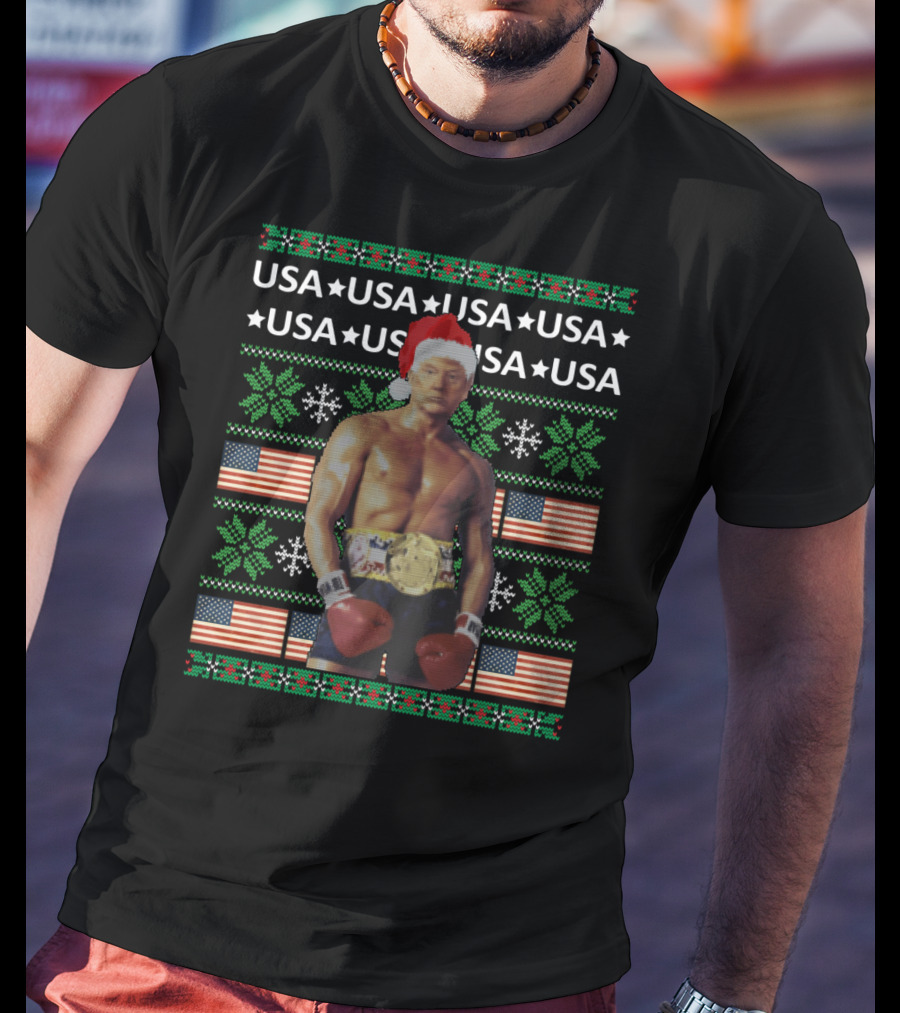 USA Boxing Champion Christmas Santa T-Shirt
