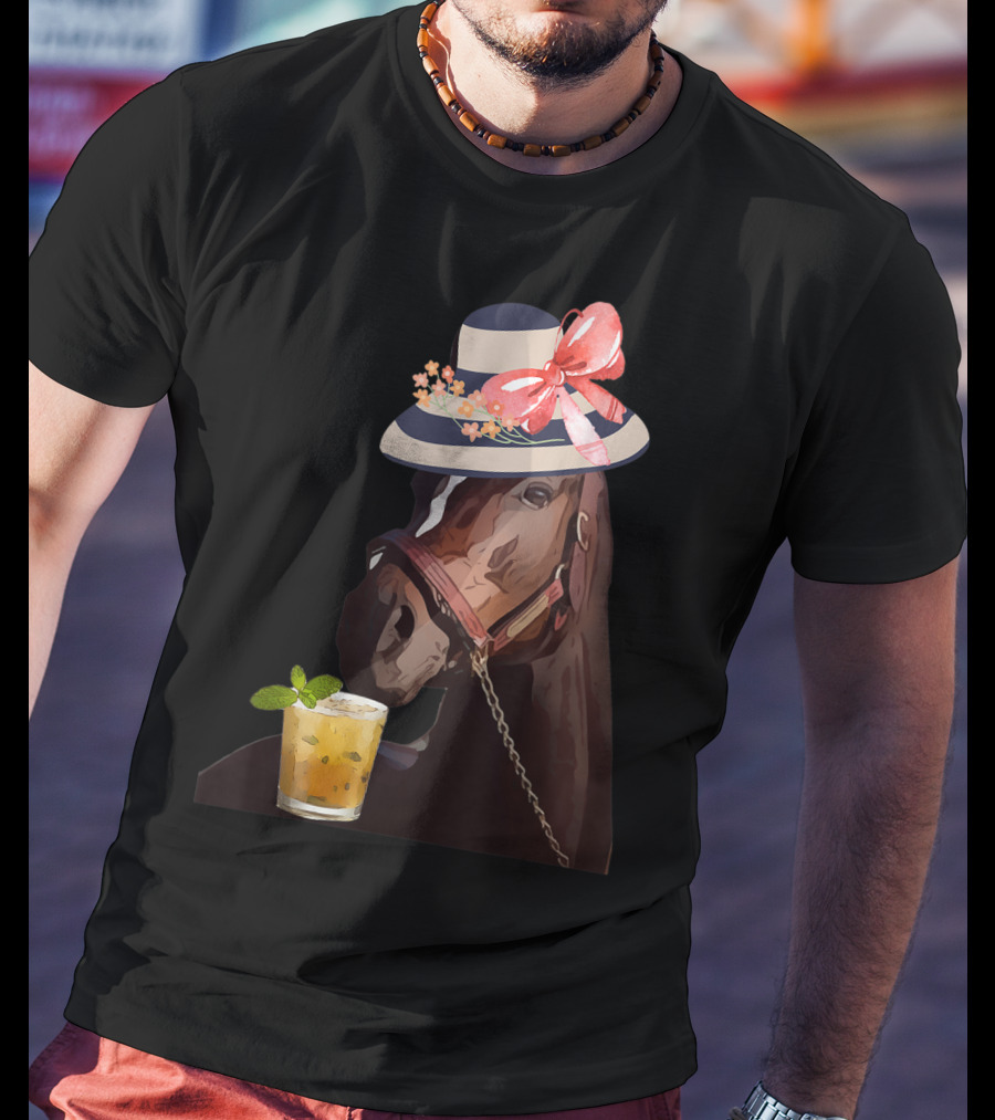 Dapper Horse With Hat And Mint Julep At Funny Derby Party T-Shirt