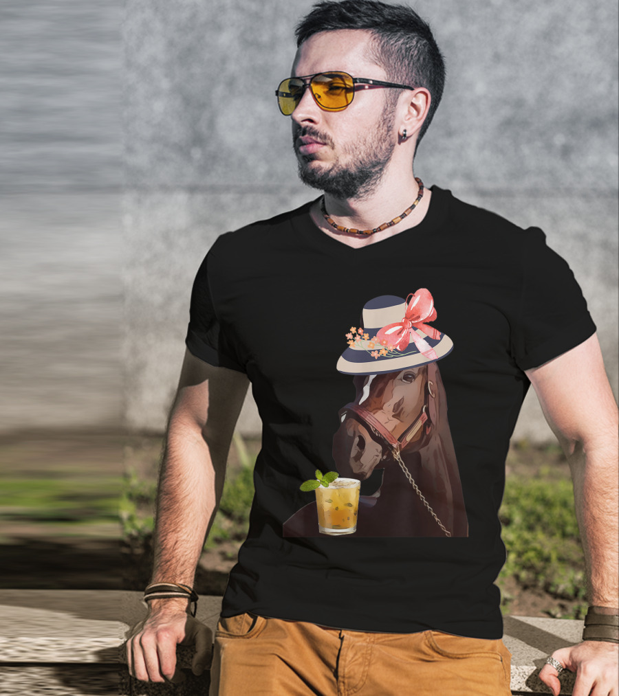 Dapper Horse With Hat And Mint Julep At Funny Derby Party T-Shirt