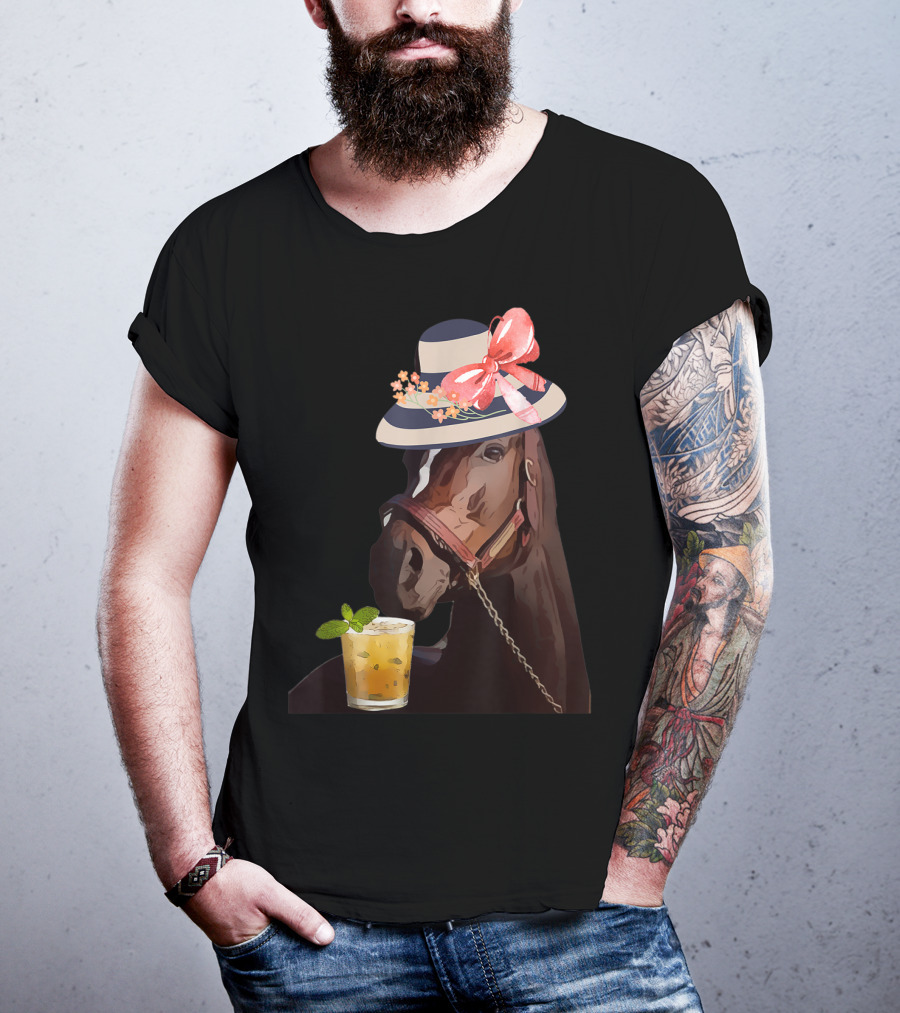 Dapper Horse With Hat And Mint Julep At Funny Derby Party T-Shirt