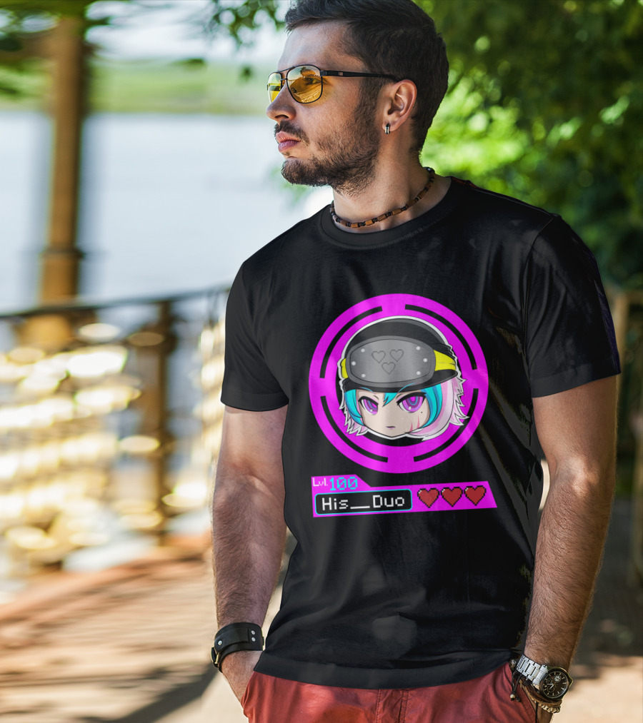 Lvl 100 His Duo Gamer Couples Hearts T-Shirt