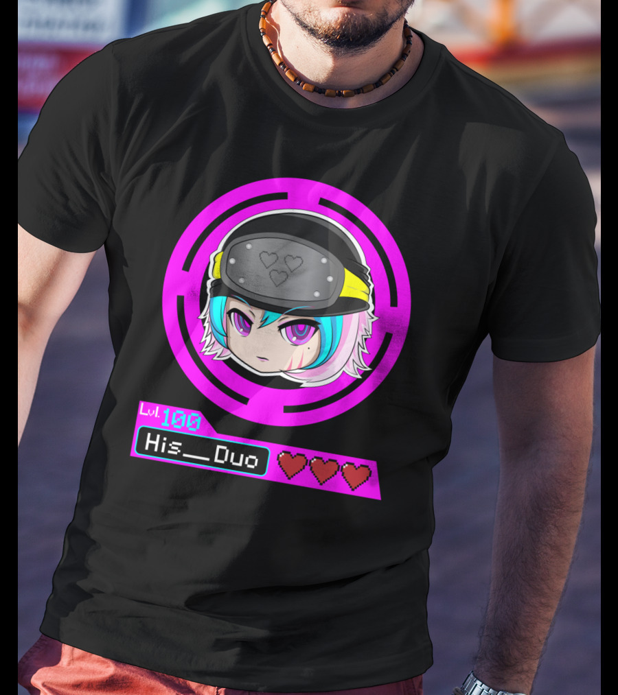 Lvl 100 His Duo Gamer Couples Hearts T-Shirt