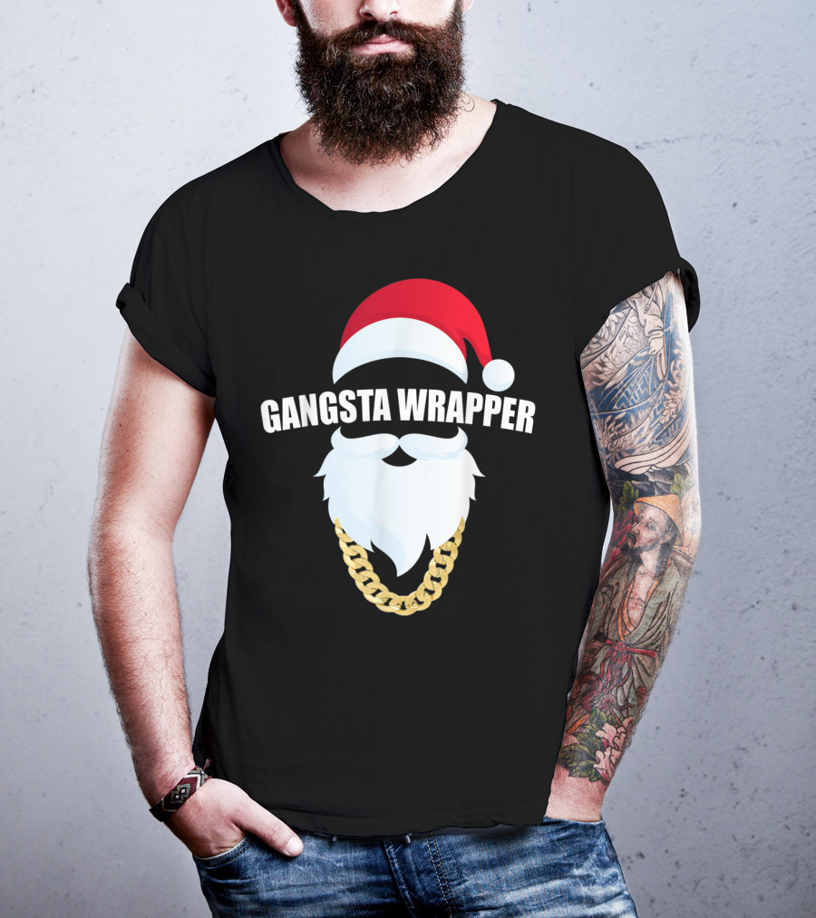Gangsta Wrapper Santa Hat Beard Chain T-Shirt