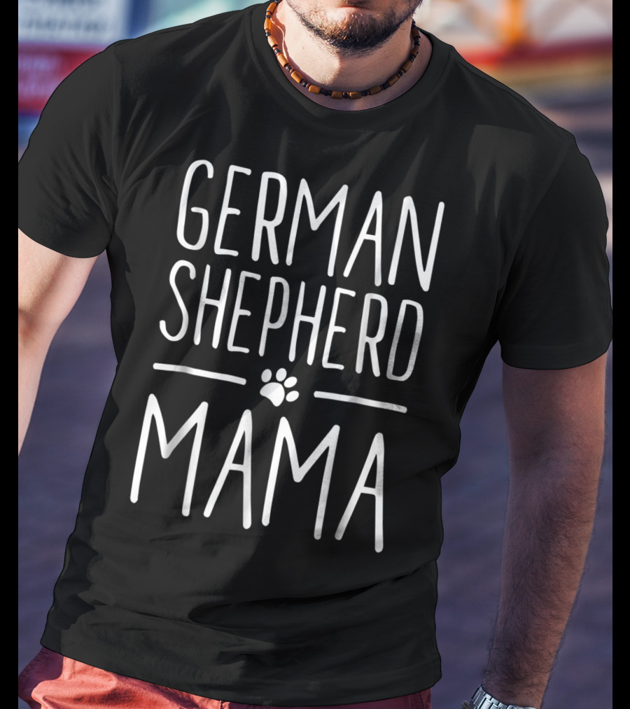 German Shepherd Mama Dog Paw Print Fun Cute Puppy T-Shirt