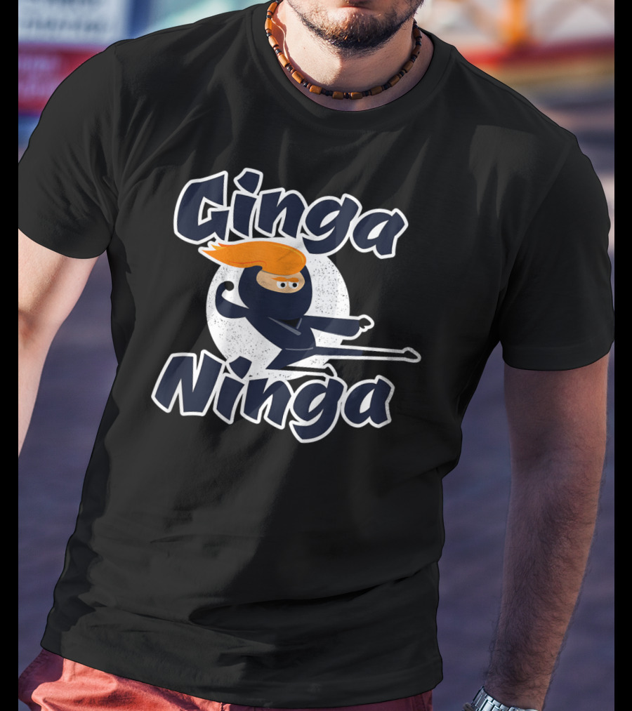 Ginga Ninja Funny Redhead Ninja Kick Action T-Shirt