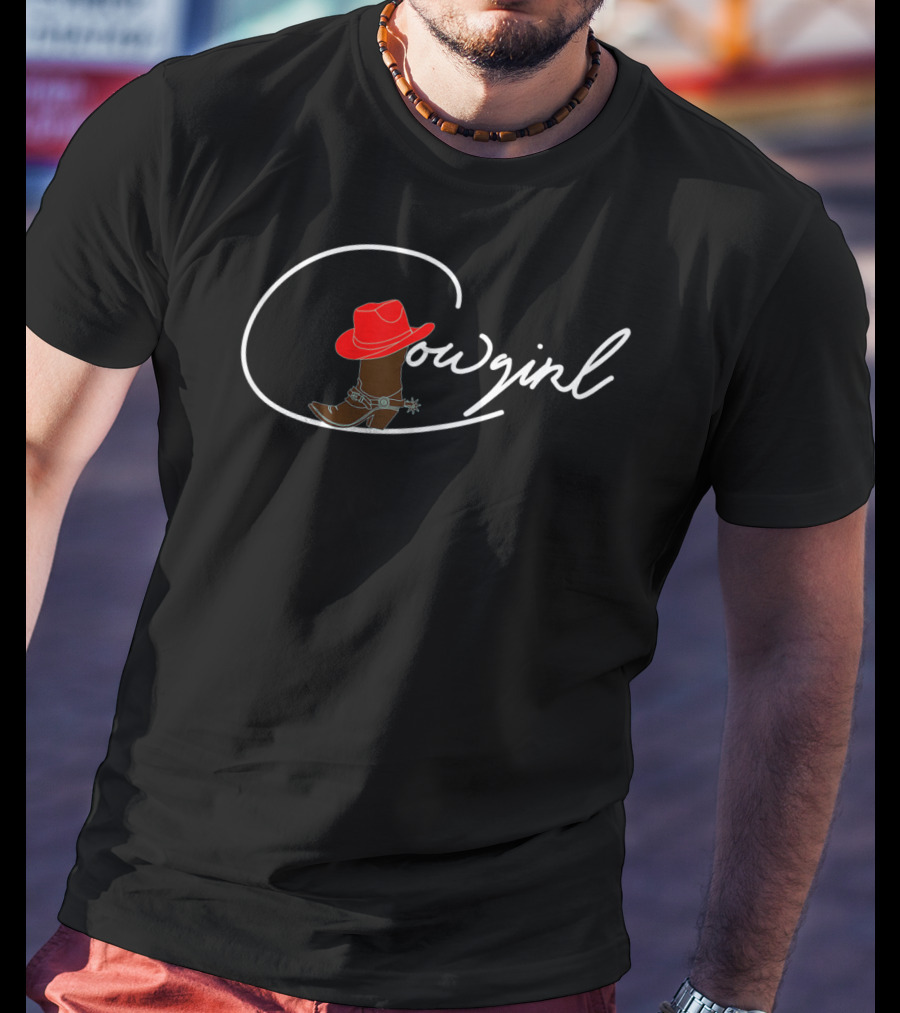 Cowgirl Western Wear Red Hat And Boot T-Shirt