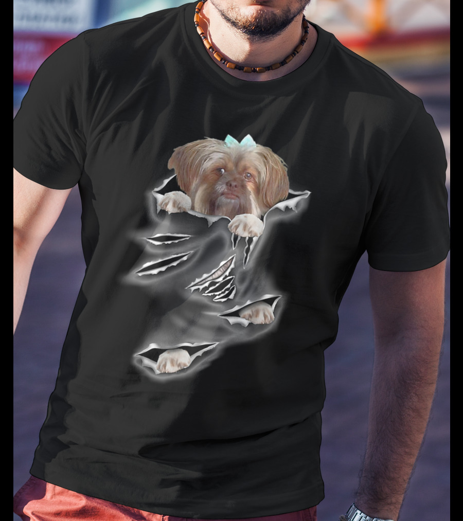 Glen Mcdaniel Torn Pocket Dog Scratch Peeking Pup T-Shirt