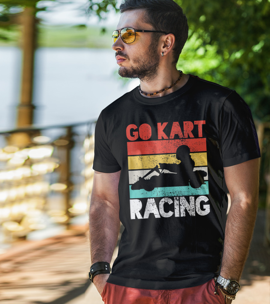 GO KART RACING Retro Stripes T-Shirt