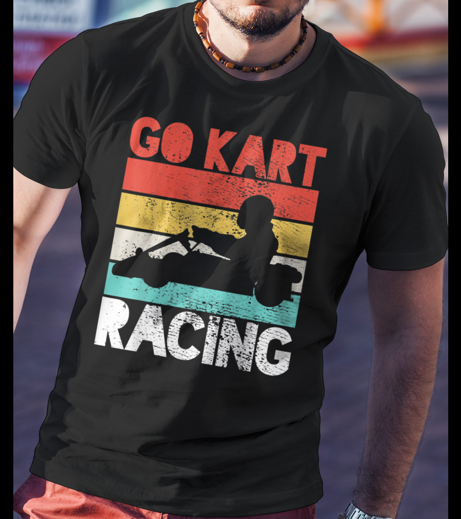 GO KART RACING Retro Stripes T-Shirt