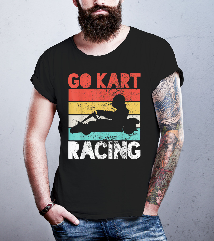 GO KART RACING Retro Stripes T-Shirt