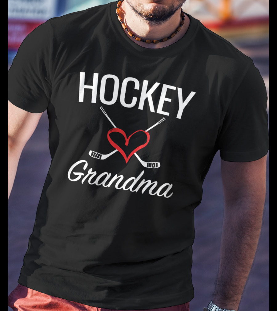 Hockey Grandma Heart And Hockey Sticks T-Shirt