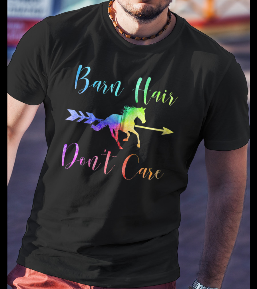 Barn Hair Don't Care Rainbow Horse Arrow T-Shirt