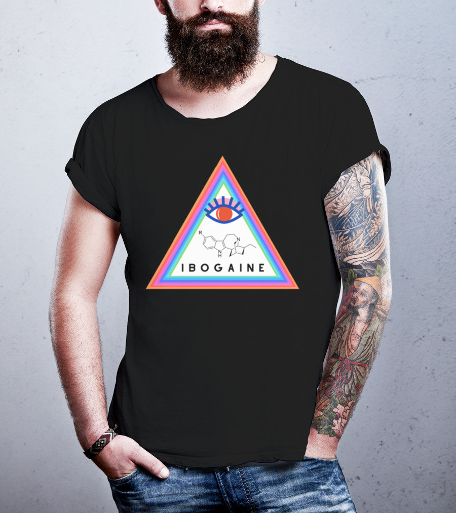 Ibogaine Molecular Structure Rainbow Triangle With Eye T-Shirt