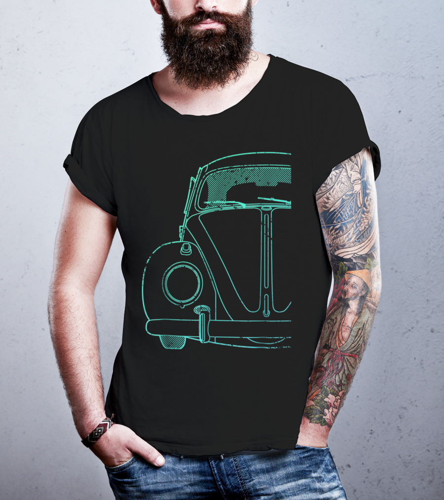 Roughed Modified Classic Beetle Front Sketch T-Shirt