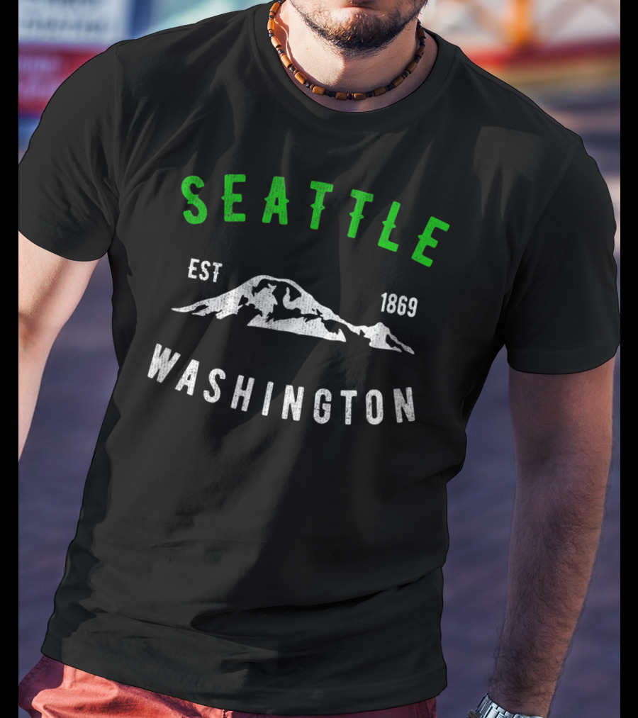 Seattle Washington Est 1869 Classic Emerald City Mountain T-Shirt