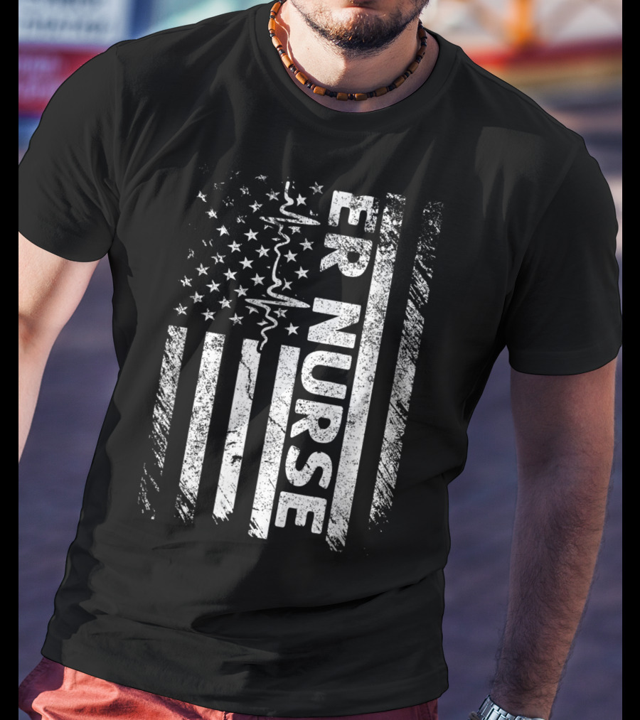 ER Nurse Classic Distressed Flag T-Shirt