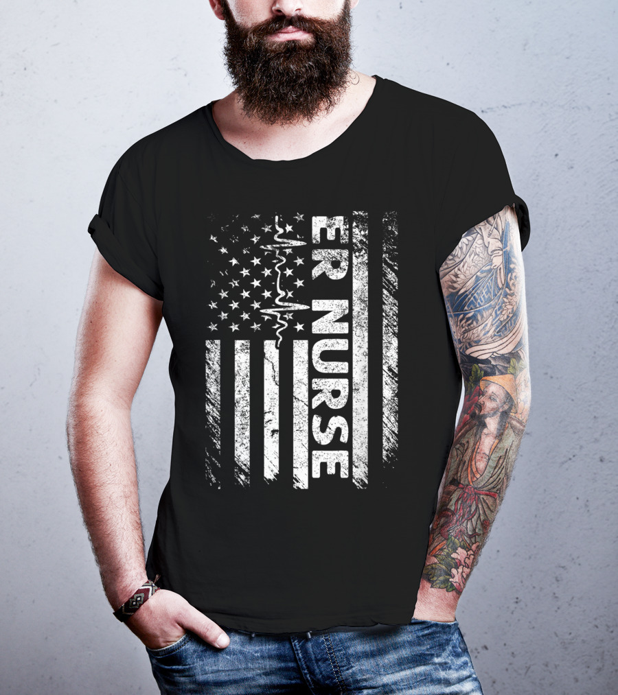 ER Nurse Classic Distressed Flag T-Shirt
