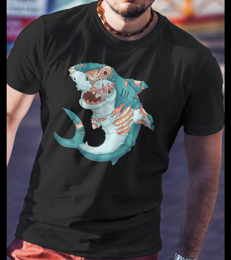 Cool Shark Zombie Funny Lazy Halloween T-Shirt