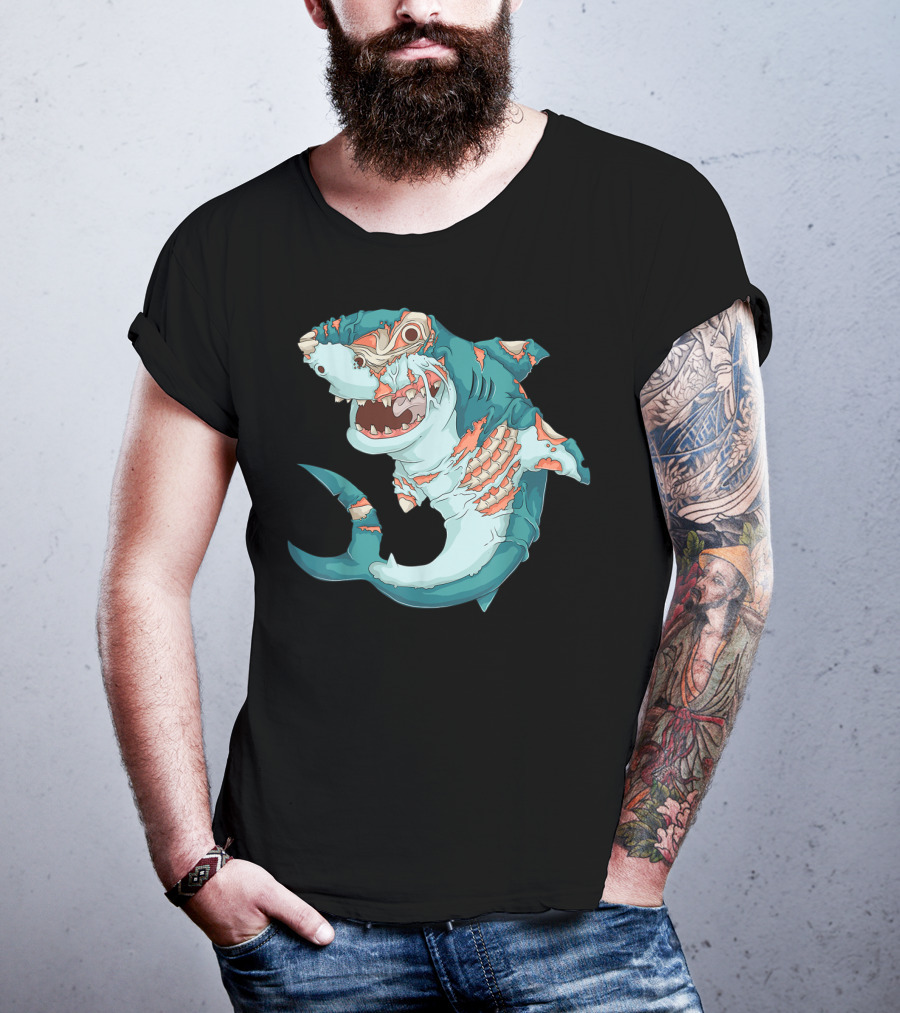 Cool Shark Zombie Funny Lazy Halloween T-Shirt